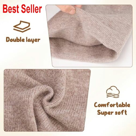 Double Layer Merino Wool Beanie Unisex Winter Hat Cuffed Toque